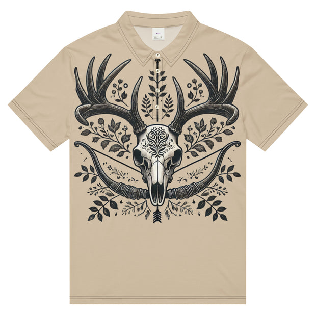 "Rustic Deer Skull Polo Shirt"