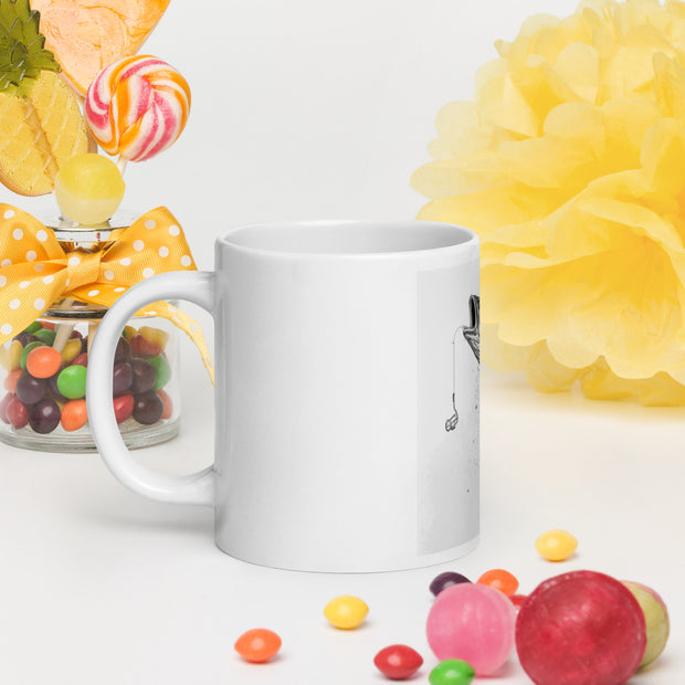 White glossy mug